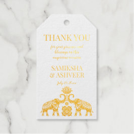 Gold rangoli olifanten Indische bruiloft bedankt Cadeaulabels