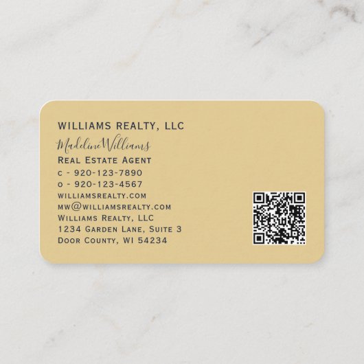 Gold Real Estate Agent Foto QR Code Visitekaartje (Achterkant)