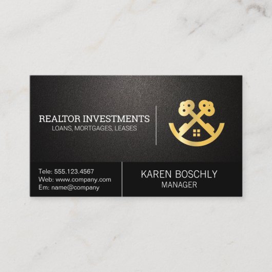 Gold Real Estate House en Keys Visitekaartje (Voorkant)