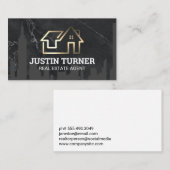 Gold Real Estate Logo | City Skyline | Marmer Visitekaartje (Voorkant / Achterkant)