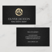Gold Real Estate Logo | Zwarte textuur Visitekaartje (Voorkant / Achterkant)