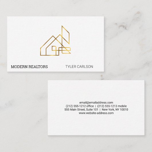 Gold Real Estate Modern Logo Visitekaartje (Voorkant / Achterkant)