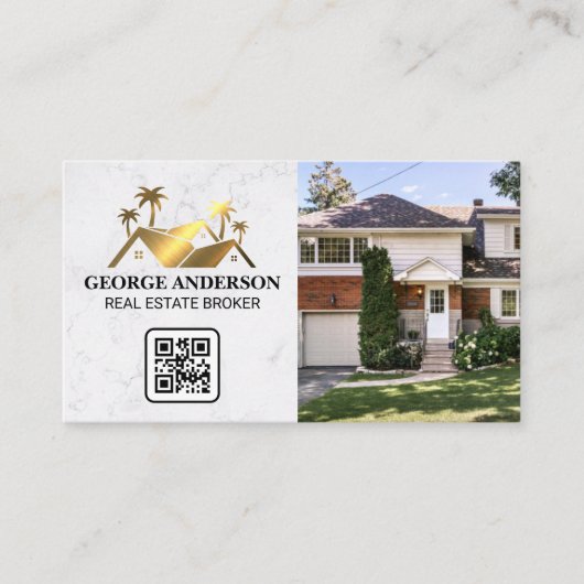 Gold Realtor Logo | Leefruimte | QR-code Visitekaartje (Voorkant)
