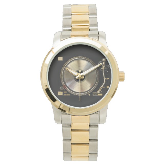 Gold Record draaitafelhorloge Horloge (Voorkant)