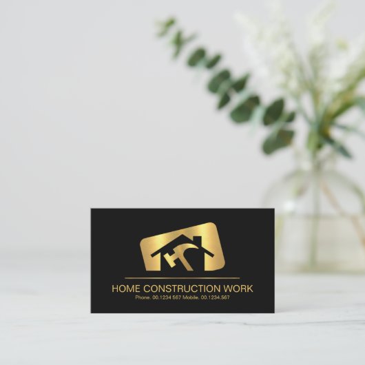 Gold Rectangle Box Home Repareers Visitekaartje (Staand voorkant)