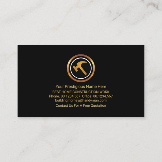 Gold Rectangle Box Home Repareers Visitekaartje (Achterkant)