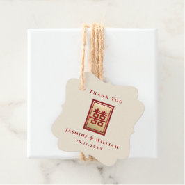Gold Rectangle Double Gelukkig Chinese Wedding Gi Bedankjes Labels