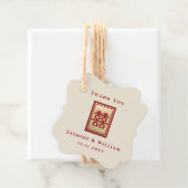 Gold Rectangle Double Gelukkig Chinese Wedding Gi Bedankjes Labels (In situ)