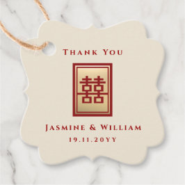 Gold Rectangle Double Gelukkig Chinese Wedding Gi Bedankjes Labels