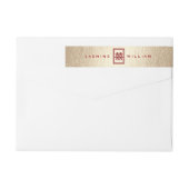 Gold Rectangle Double Happiness Chinese Wedding (Achterkant)