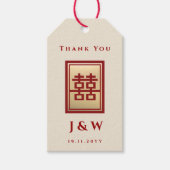 Gold Rectangle Double Happiness Chinese Wedding Cadeaulabel (Voorkant)