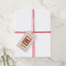 Gold Rectangle Double Happiness Chinese Wedding Cadeaulabel
