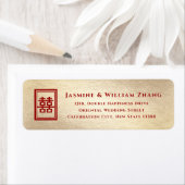Gold Rectangle Double Happiness Chinese Wedding Etiket (Insitu)