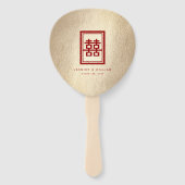 Gold Rectangle Double Happiness Chinese Wedding Handwaaier (Voorkant)