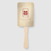 Gold Rectangle Double Happiness Chinese Wedding Handwaaier (Voorkant)