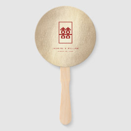 Gold Rectangle Double Happiness Chinese Wedding Handwaaier