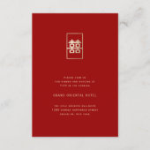 Gold Rectangle Double Happiness Chinese Wedding Informatiekaartje (Voorkant)