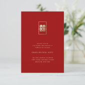 Gold Rectangle Double Happiness Chinese Wedding Informatiekaartje (Staand voorkant)