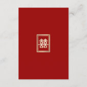 Gold Rectangle Double Happiness Chinese Wedding Informatiekaartje (Achterkant)
