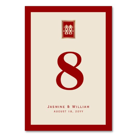 Gold Rectangle Double Happiness Chinese Wedding Kaart (Achterkant)