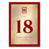 Gold Rectangle Double Happiness Chinese Wedding Kaart (Voorkant)