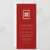 Gold Rectangle Double Happiness Chinese Wedding Kaart (Voorkant)