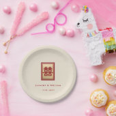 Gold Rectangle Double Happiness Chinese Wedding Papieren Bordje (Feest)