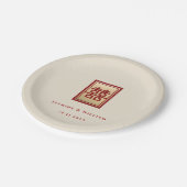 Gold Rectangle Double Happiness Chinese Wedding Papieren Bordje (Gekanteld)