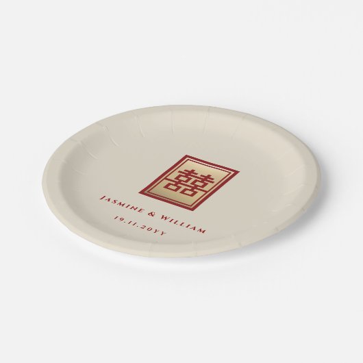 Gold Rectangle Double Happiness Chinese Wedding Papieren Bordje (Gekanteld)