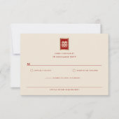 Gold Rectangle Double Happiness Chinese Wedding RSVP Kaartje (Voorkant)