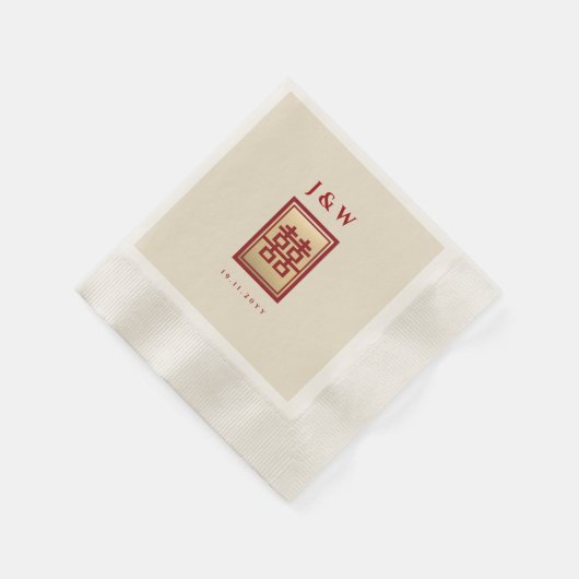 Gold Rectangle Double Happiness Chinese Wedding Servet (Hoek)