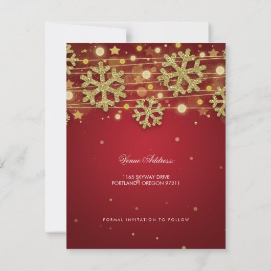 Gold Red 50th Birthday Save Date Winter Save The Date (Achterkant)