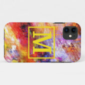Gold Red Abstract Art Monogram Case-Mate iPhone Case (Achterkant (horizontaal))