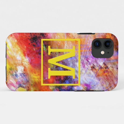 Gold Red Abstract Art Monogram Case-Mate iPhone Case (Achterkant (horizontaal))