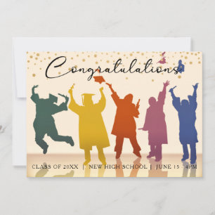 Gold Red Afstuderen Class Silhouettes kondiging Kaart