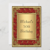 Gold Red Art Deco Lijst Kaart (Voorkant)