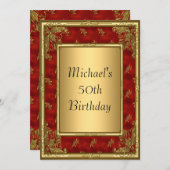 Gold Red Art Deco Lijst Kaart (Voorkant / Achterkant)