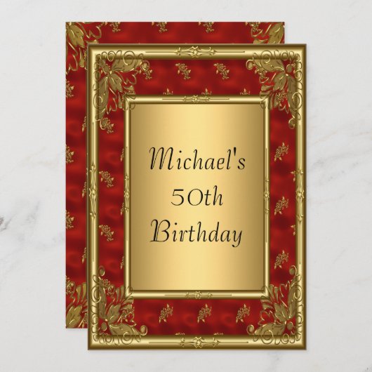 Gold Red Art Deco Lijst Kaart (Voorkant / Achterkant)