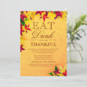Gold Red Autumn laat Thanksgiving eten Kaart (Staand voorkant)