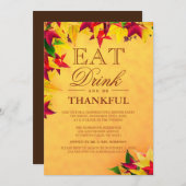 Gold Red Autumn laat Thanksgiving eten Kaart (Voorkant / Achterkant)