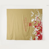 Gold & Red Bamboo laat de Chinese bruiloft achter Wandkleed (Voorkant (horizontaal))