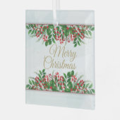 Gold, Red Barri Merry kersthuwelijk Glas Ornament (Voorkant links)