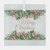 Gold, Red Barri Merry kersthuwelijk Glas Ornament (Voorkant)