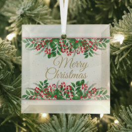 Gold, Red Barri Merry kersthuwelijk Glas Ornament