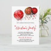 Gold Red Baubles Eenvoudige stijlvolle kerstfeestd Kaart (Staand voorkant)