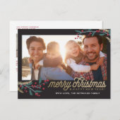 Gold Red Berries Foto Lijst | Vrolijk kerstfeest Briefkaart (Voorkant / Achterkant)