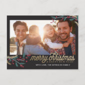 Gold Red Berries Foto Lijst | Vrolijk kerstfeest Briefkaart (Voorkant)