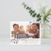 Gold Red Berries Foto Lijst | Vrolijk kerstfeest Briefkaart (Staand voorkant)