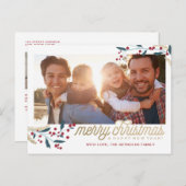 Gold Red Berries Foto Lijst | Vrolijk kerstfeest Briefkaart (Voorkant / Achterkant)