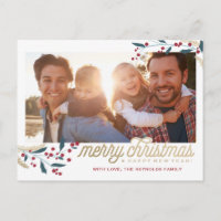 Gold Red Berries Foto Lijst | Vrolijk kerstfeest